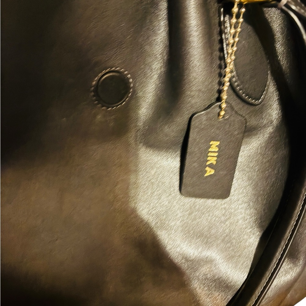 COACH Theo Tote Black Leather Shoulder Bag w/Golden Accents, Authentic. EUC - Picture 13 of 16